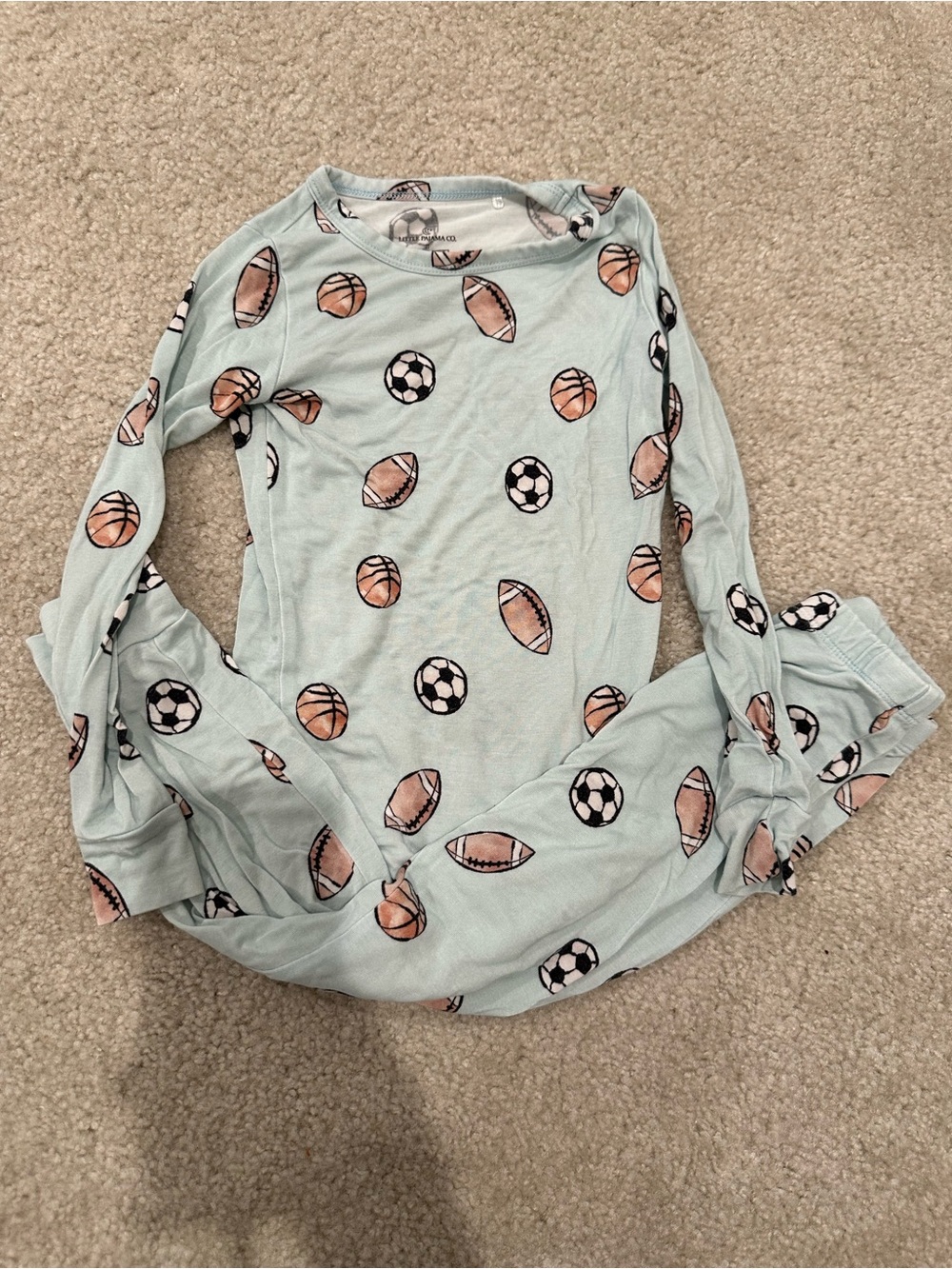Kids Sports Print Light Blue Pajama Set